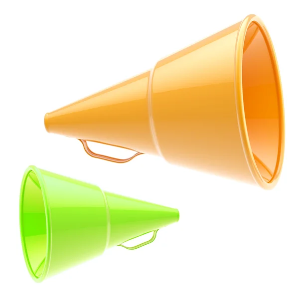 Dois alto-falantes laranja e verde brilhantes isolados — Fotografia de Stock
