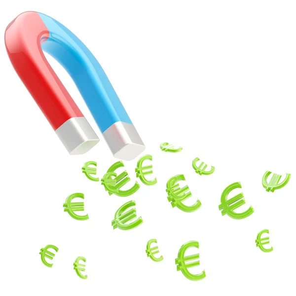Szimbolikus Patkómágnes vonzza a jelek euro — Stock Fotó