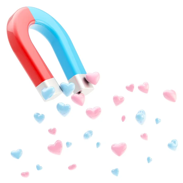 Symbolische hoefijzer magneet aantrekken van liefde hart — Stockfoto