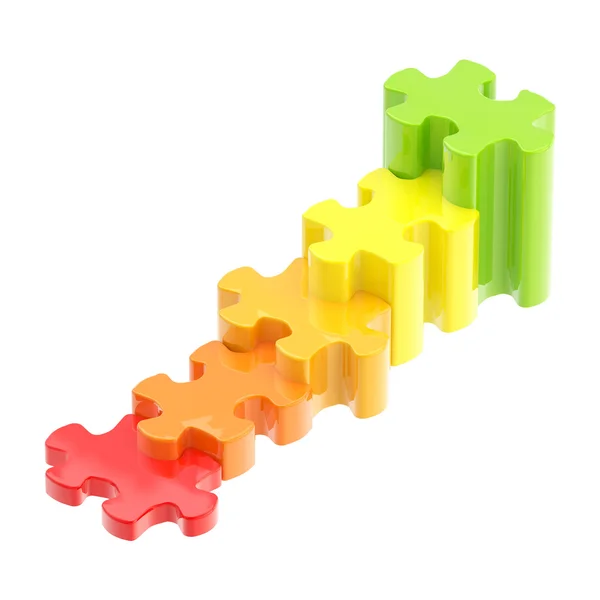 Peças de quebra-cabeça coloridas como uma escada para o sucesso — Fotografia de Stock