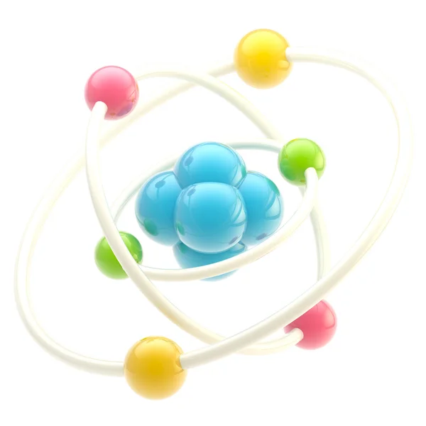 Emblema de la nanotecnología como estructura atómica — Foto de Stock