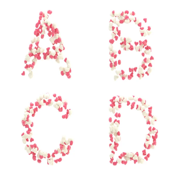 San Valentino amore alfabeto fatto di cuori — Foto Stock