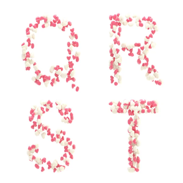 Valentine dag liefde alfabet gemaakt van harten — Stockfoto