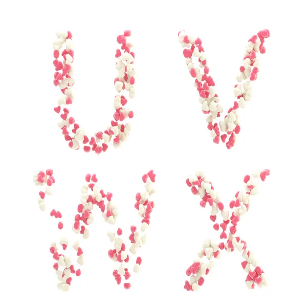 Valentine dag liefde alfabet gemaakt van harten — Stockfoto