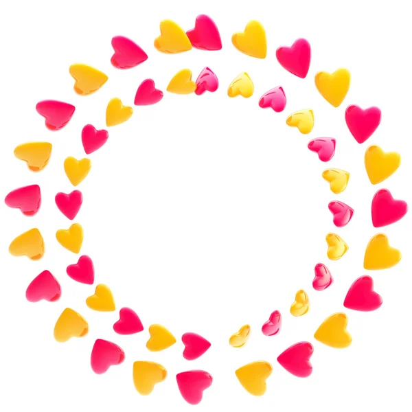 Circular frame border made of hearts isolated — Stock Photo, Image