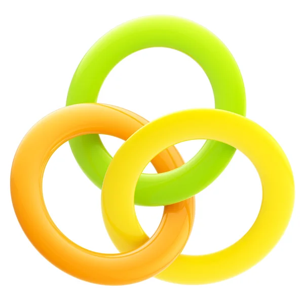 Emblema brilhante abstrato feito de anéis interligados — Fotografia de Stock