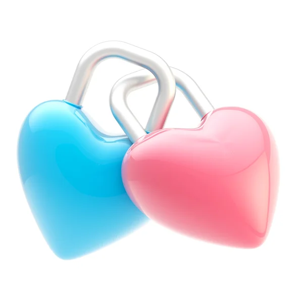 Dwa zamki połączony w kształcie serca, na białym tle — Zdjęcie stockowe