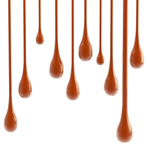 Chocolate glossy drop blobs isolated — Stock Photo, Image