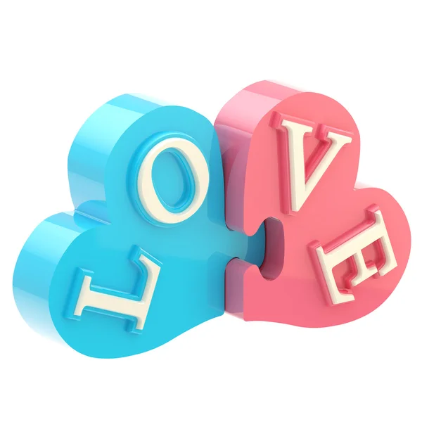 Wort "Liebe" aus Puzzleherzen — Stockfoto