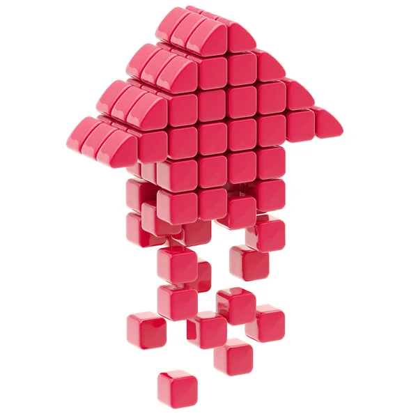 Upload icon made of red cubes isolated — Stock Photo, Image