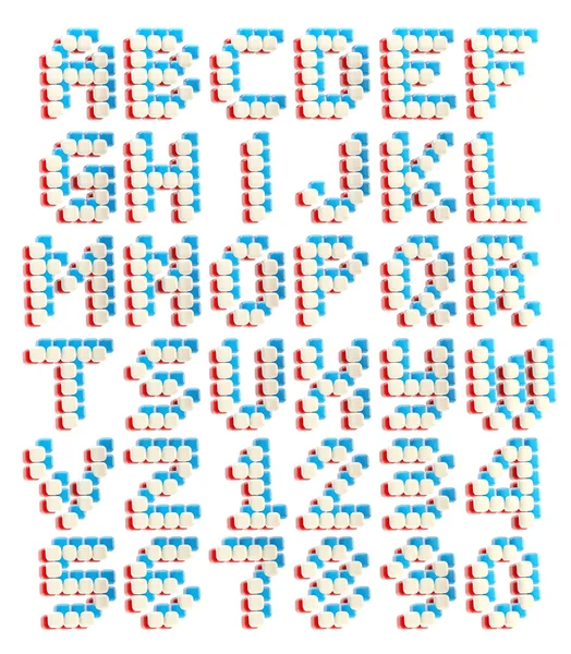 Α-ω αλφάβητο και αριθμοί φιαγμένοι από κύβους — Φωτογραφία Αρχείου