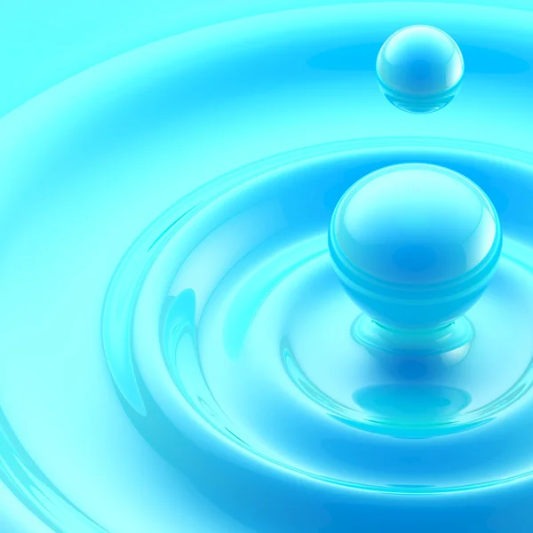 多彩蓝色液体滴与波 — 图库照片