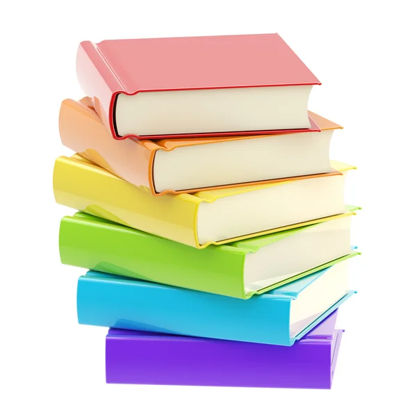 Pila de libros de colores del arco iris aislados — Foto de Stock