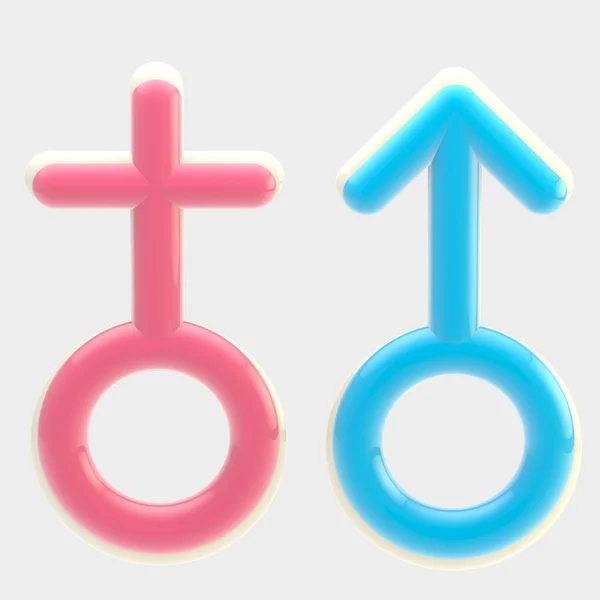 Mannelijke en vrouwelijke glanzende symbolen geïsoleerd — Stockfoto
