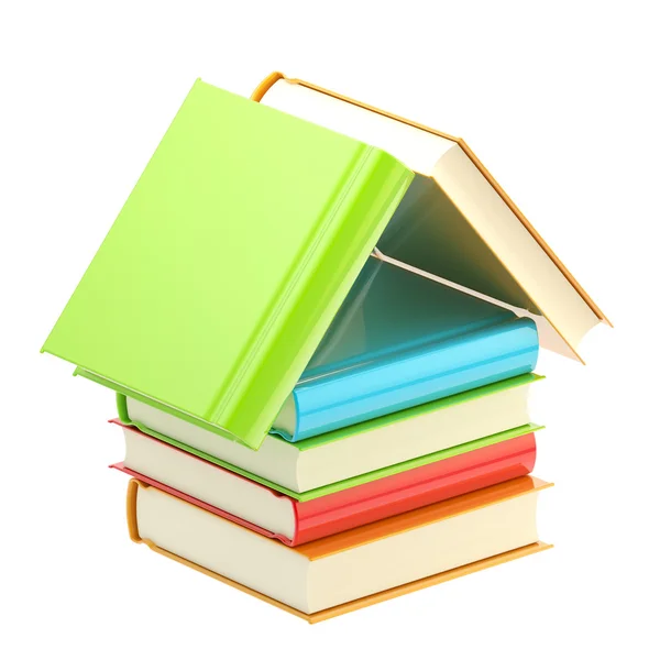 Emblema libreria come una casa fatta di libri — Foto Stock