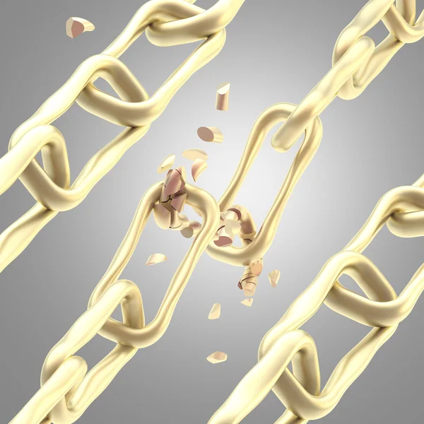 Background made of chain with a broken link — Stock Photo, Image