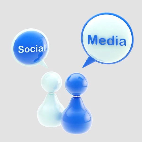 Social media blu emblema lucido isolato — Foto Stock