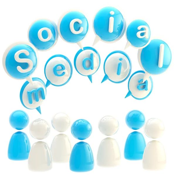 Social media blu emblema lucido — Foto Stock