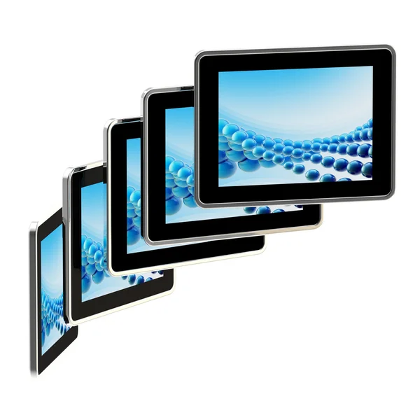 Pile of pad computer screens isolated — Stock Photo, Image