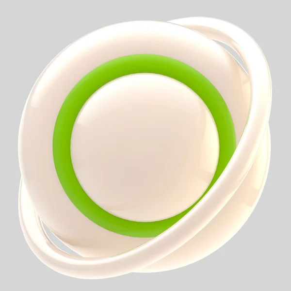 Botón verde en blanco aislado en gris —  Fotos de Stock