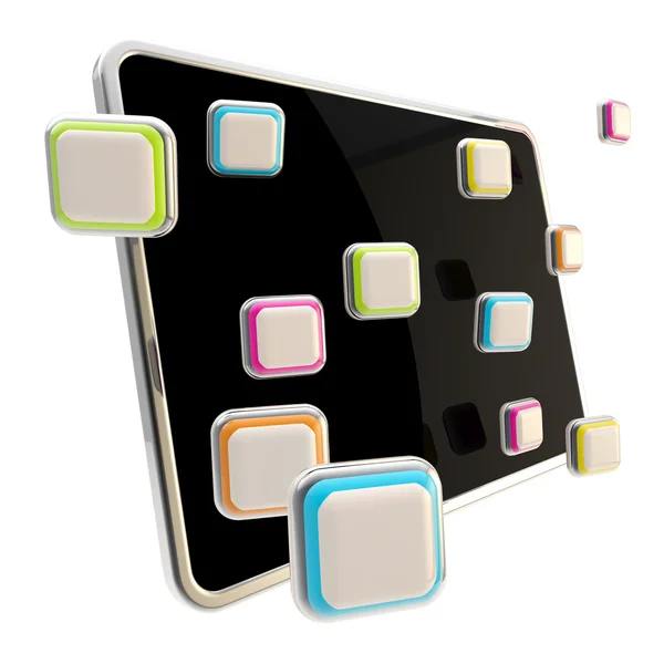 Toepassing pictogrammen surround pad platte srceen — Stockfoto