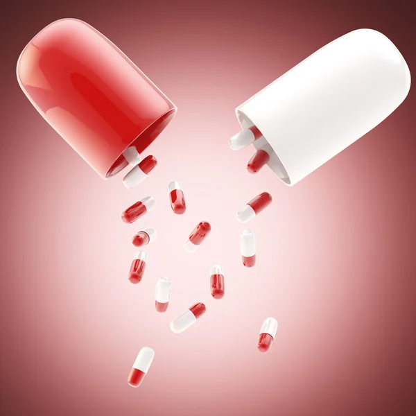 Medicinska piller faller från en annan piller bakgrund — Stockfoto