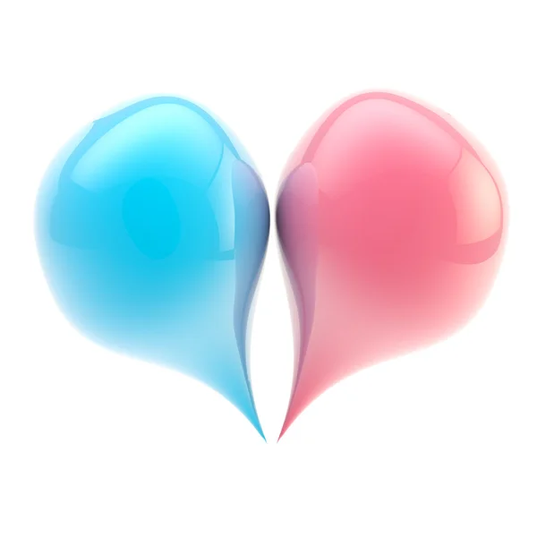 Icono del corazón hecho de dos gotas de plástico aisladas —  Fotos de Stock