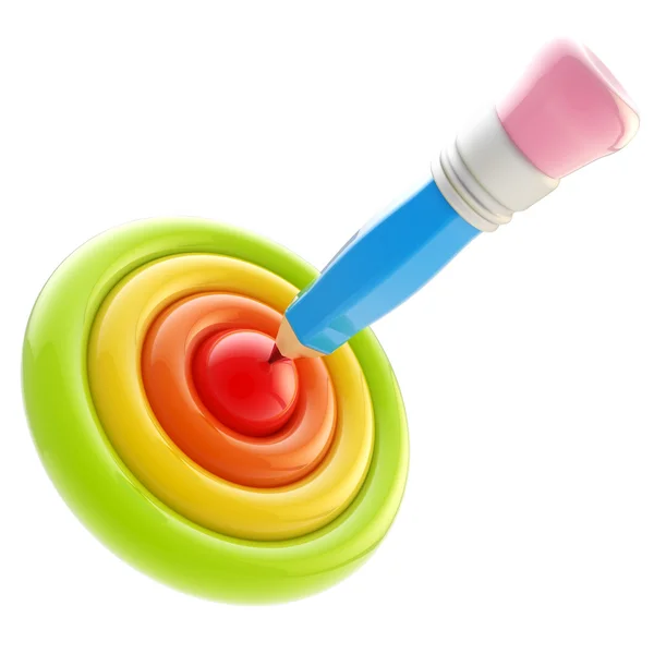 Pencil in the center of the target — Stock Photo, Image