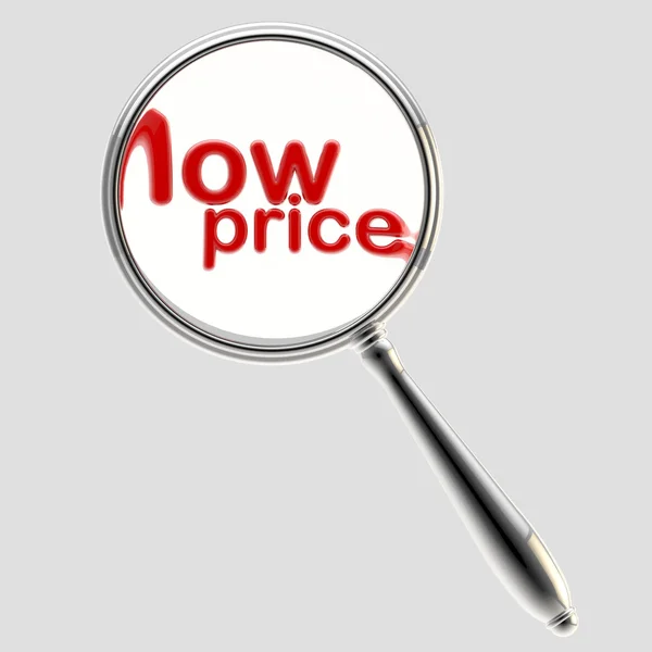 Low price under magnifier emblem isolated — Stock Photo, Image