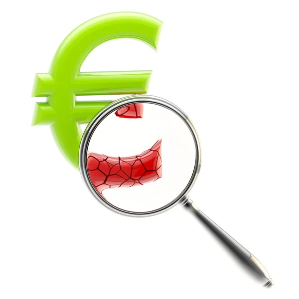 Euro-Zeichen unter der Lupe — Stockfoto