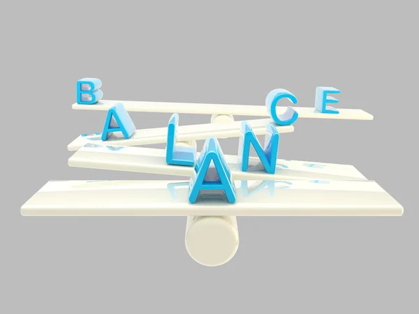 Metáfora do equilíbrio feita de letras — Fotografia de Stock
