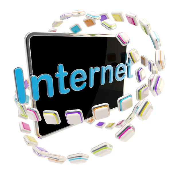 Icono de Internet emblema como una pantalla del ordenador — Foto de Stock
