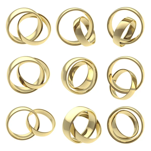 Jegygyűrű pár arany elszigetelt — Stock Fotó