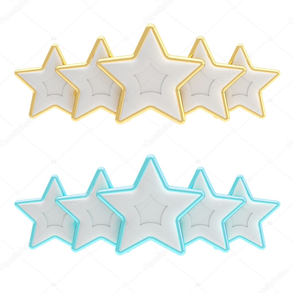 Five star rating composition isolated on white
