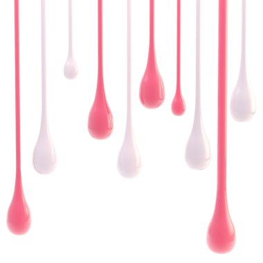 Pink white cream glossy drop blobs isolated clipart