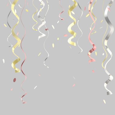 Ribbons and confetti background isolated clipart