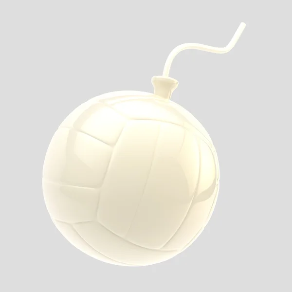 Glossy white volleyball ball as a bomb isolated — Stock Photo, Image