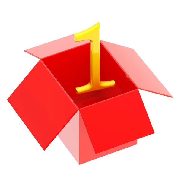 Nummer één in de glanzende rode doos — Stockfoto