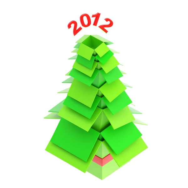 Christmas tree made of cardboard boxes — Stock Photo, Image