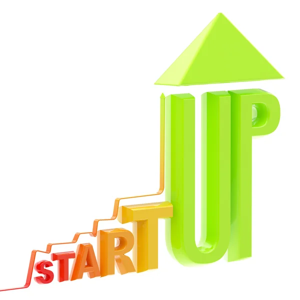 Startup word made as a growing stock graph — Stock Photo, Image