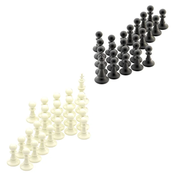 Competition strategy: opposite arrows made of pawns — Stock Photo, Image