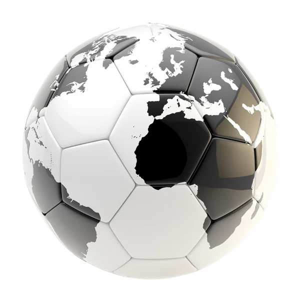 Piłka nożna piłka jak Kula planety ziemi na białym tle — Zdjęcie stockowe