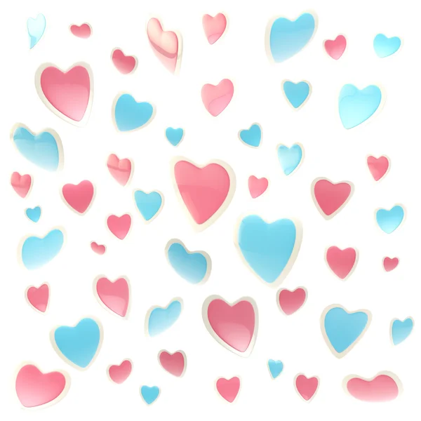 Achtergrond gemaakt van kleurrijke harten geïsoleerd — Stockfoto
