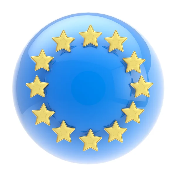 Símbolo Unión Europea: esfera y estrellas doradas — Foto de Stock