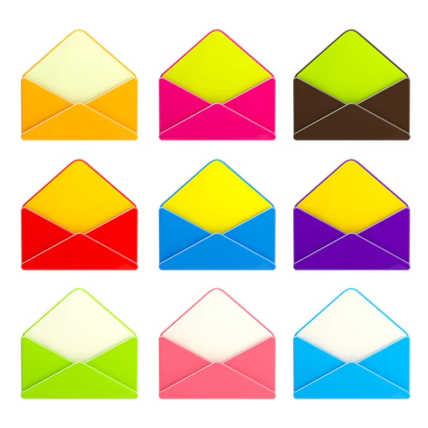Set of nine colorful envelopes isolated — Stock Photo, Image
