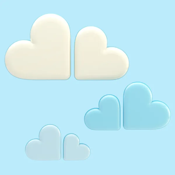 Conjunto de três nuvens simbólicas feitas de corações — Fotografia de Stock