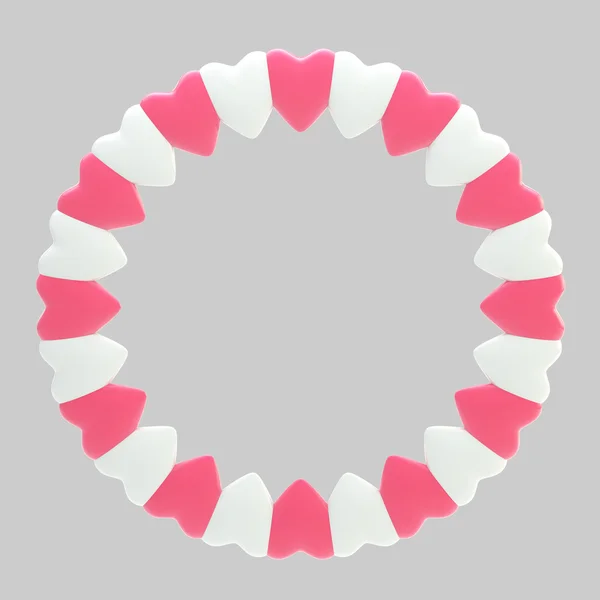 Circular frame border made of hearts isolated — Stock Photo, Image