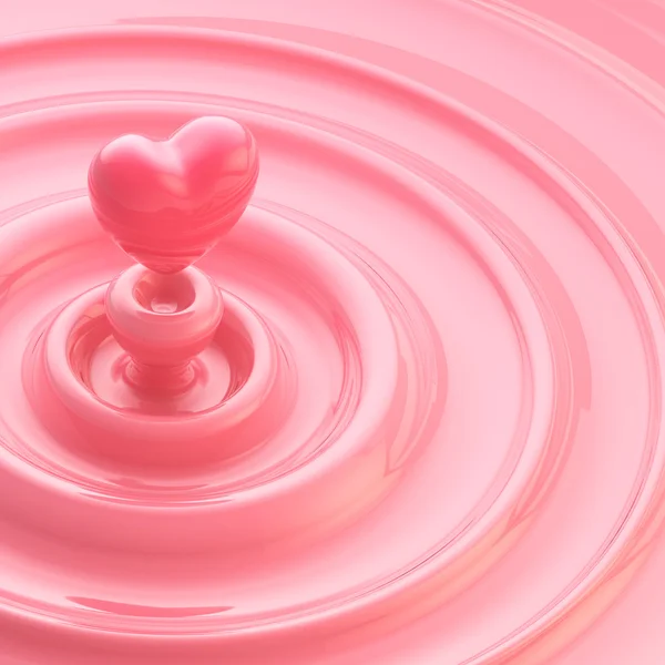 Cream glossy waves with a heart like drop — Stock Photo, Image
