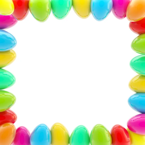 Lucido uovo di Pasqua quadrato cornice colorata — Foto Stock