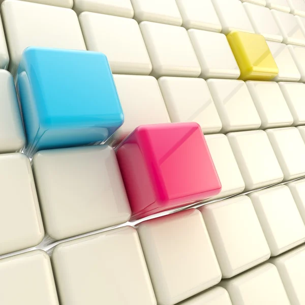 Cmyk cubes abstrakte glänzenden Hintergrund — Stockfoto